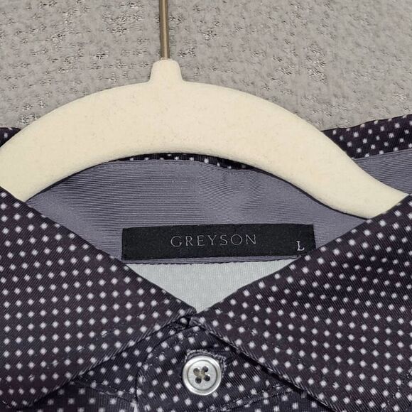 GREYSON Men's Short Sleeve Embroidered Logo Blue Dot Golf Polo Large - Picture 3 of 7